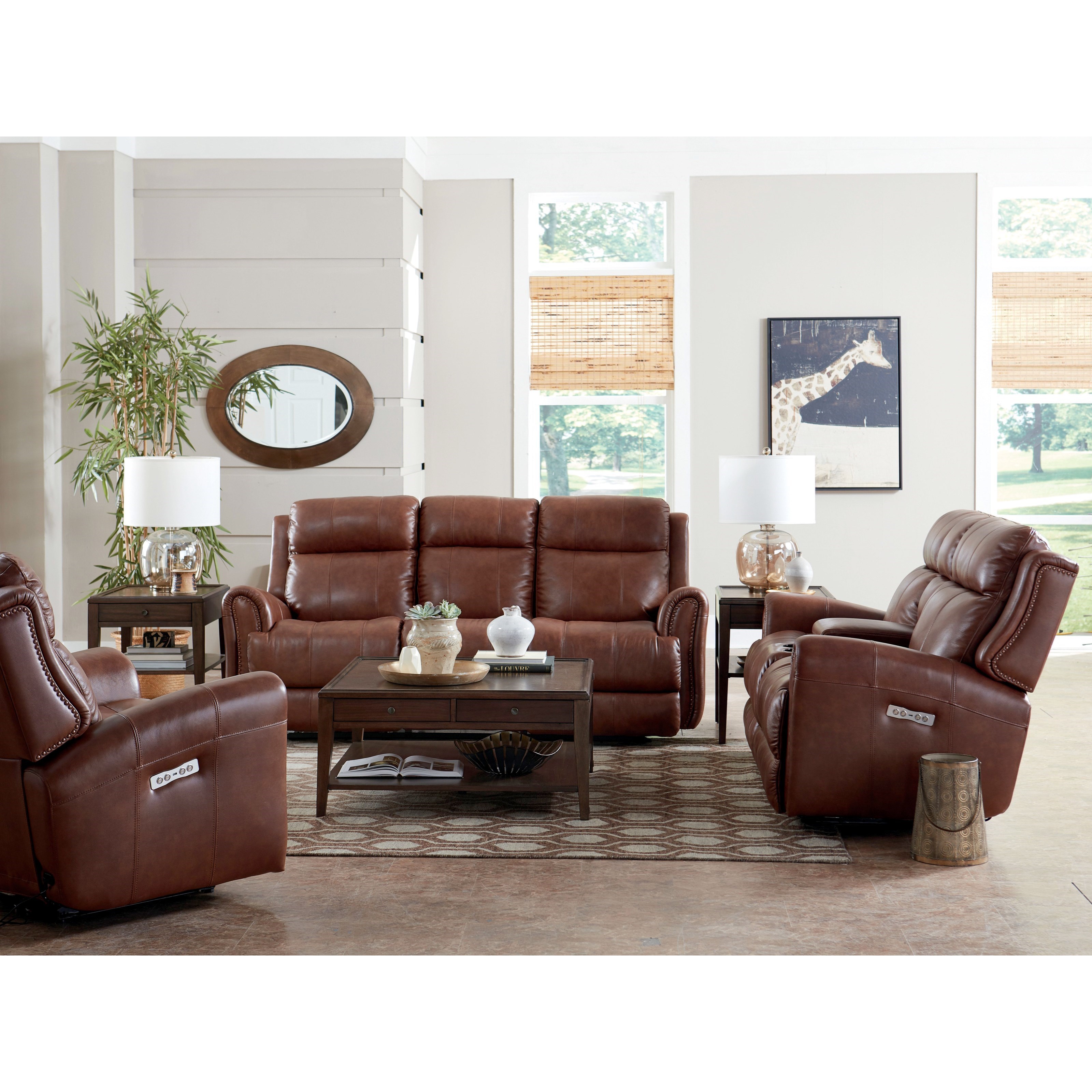 Bassett Club Level Marquee 3707PC42U Leather Match Power Reclining
